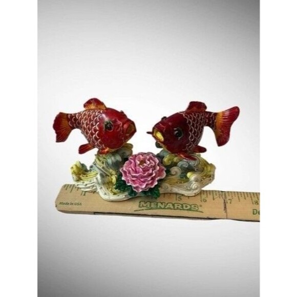 Vintage Koi Fish Lucky Charm Figurines Feng Shui Shelf Decor Statue 8" - Picture 2 of 9